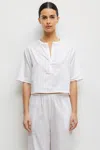 Leset Pre-order: Yoko Short Sleeve Henley In White