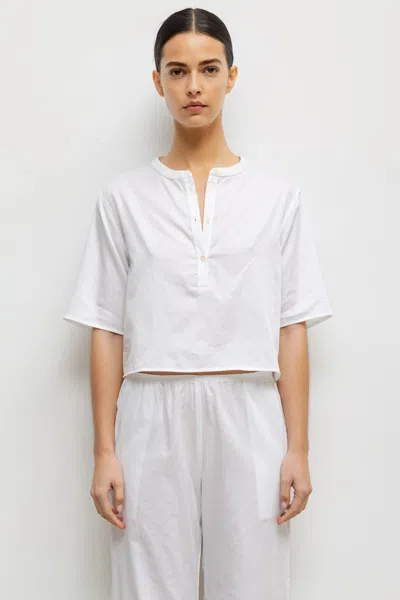 Leset Pre-order: Yoko Short Sleeve Henley In White