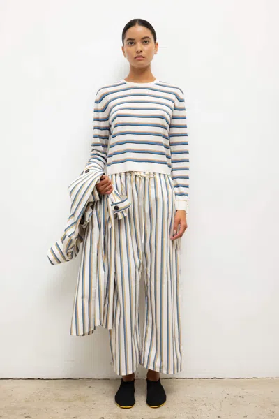 Leset Pre-order: Yoshi Stripe Crop Drawstring Pant In Multi