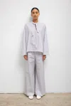 Leset Yoshi Wide Leg Boxer Pant In Parchment Pinot Stripe