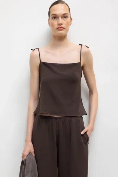 Leset Pre-order: Arielle Tie Strap Tank In Brown