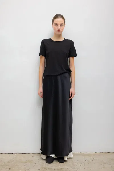 Leset Pre-order: Barb Bias Ankle Skirt In Black