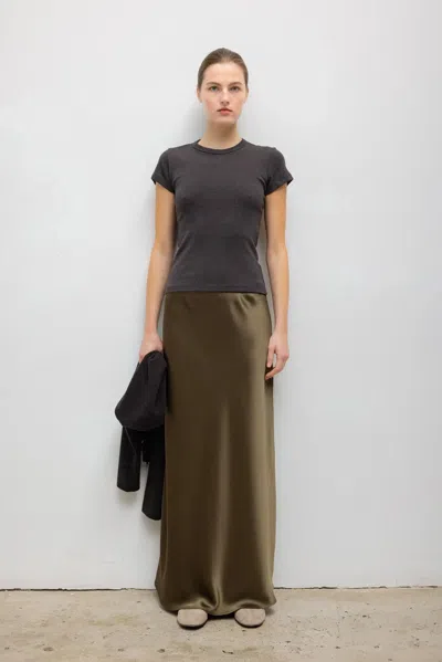 Leset Pre-order: Barb Bias Ankle Skirt In Olive