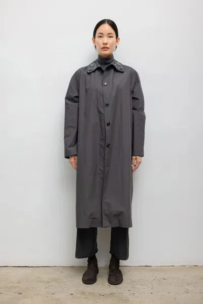 Leset Pre-order: Kyoto Embroidered Car Coat In Slate