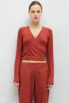 Leset Pre-order: Lauren Wrap Top In Rust