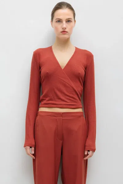 Leset Pre-order: Lauren Wrap Top In Rust