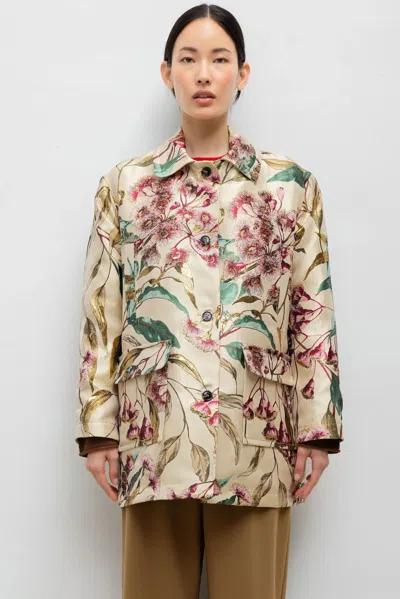 Leset Pre-order: Pam Button Down Jacket In Amaranth Multi Floral