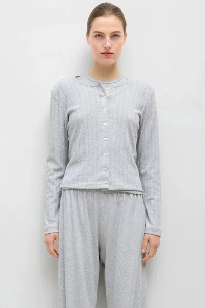 Leset Pre-order: Pointelle Classic Cardigan Ii In Gray