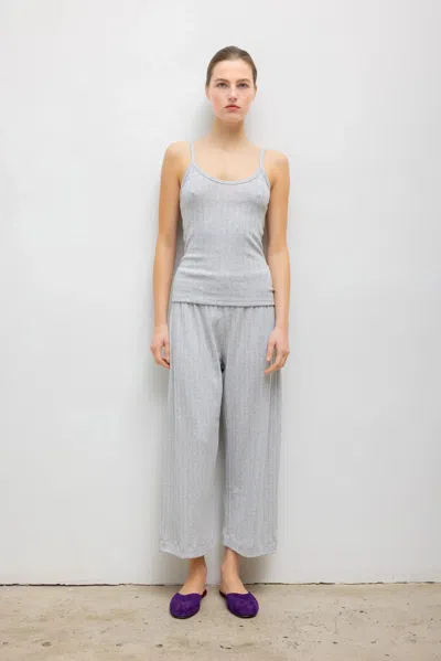 Leset Pointelle Cropped Wide Leg Pants In Blue