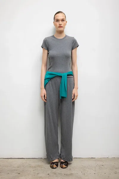 Leset Pre-order: Pointelle Wide Leg Pant In Gray