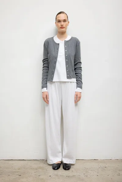Leset Pre-order: Pointelle Wide Leg Pant In White