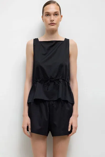 Leset Pre-order: Yoko Drawstring Tank In Black