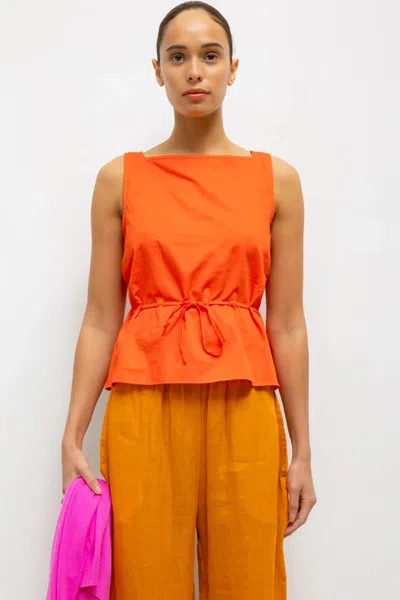 Leset Pre-order: Yoko Drawstring Tank In Orange