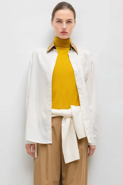 Leset Pre-order: Yoshi Contrast Classic Button Down In Chalk/camel/midnight