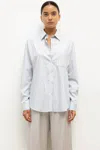 Leset Pre-order: Yoshi Stripe Classic Oversized Button Down In Blue