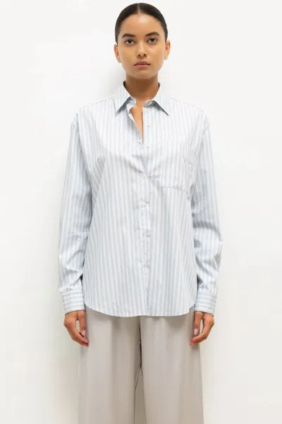Leset Pre-order: Yoshi Stripe Classic Oversized Button Down In Blue