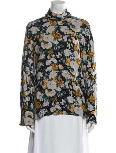 Pre-owned Leset Printed Mock Neck Sweater In Gray