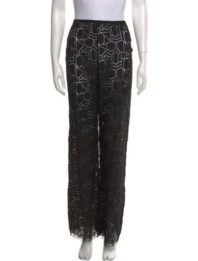 Pre-owned Leset Printed Wide Leg Pants In Black