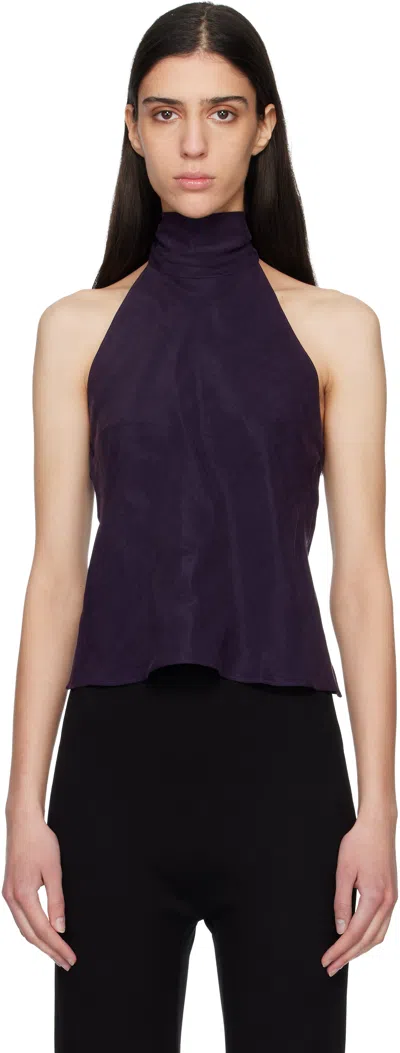 Leset Purple Kim Halter Top