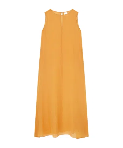 Leset Niko Ramie-gauze Maxi Dress In Orange