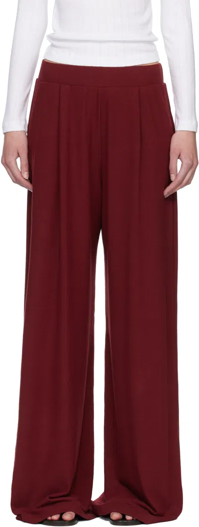 Leset Red Lauren Pleated Pocket Trousers In Burgundy