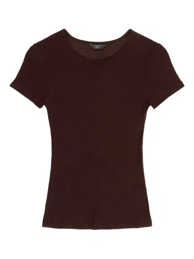 Leset Ribbed Round-neck T-shirt In Brown