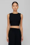 Leset Lauren Sleeveless Crewneck Top In Black