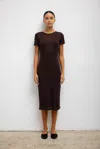 Leset Brown Rozzi Double Layer Tee Midi Dress In Chocolate