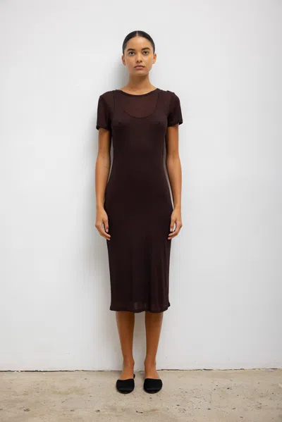 Leset Rozzi Double Layer Tee Dress In Chocolate