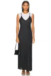 Leset Rozzi V Neck Muscle Maxi Dress In Black