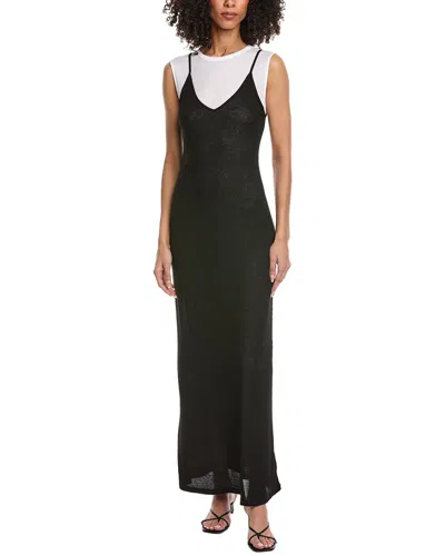 Leset Rozzi V Neck Muscle Maxi Dress In Black