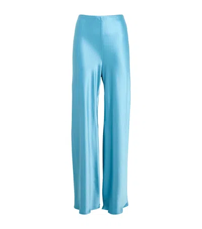 Leset Satin Barb Wide-leg Trousers In Blue