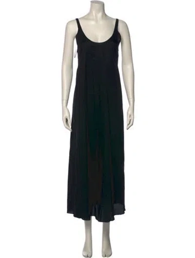 Pre-owned Leset Scoop Neck Long Dress In Black
