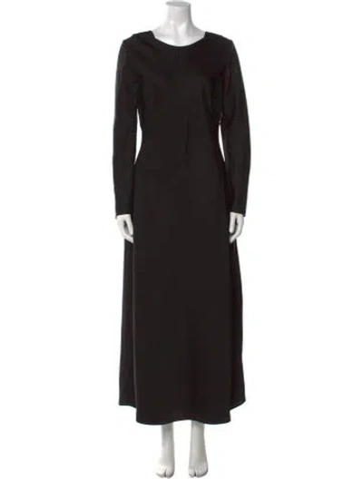 Pre-owned Leset Scoop Neck Long Dress In Black