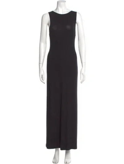 Pre-owned Leset Scoop Neck Long Dress In Black