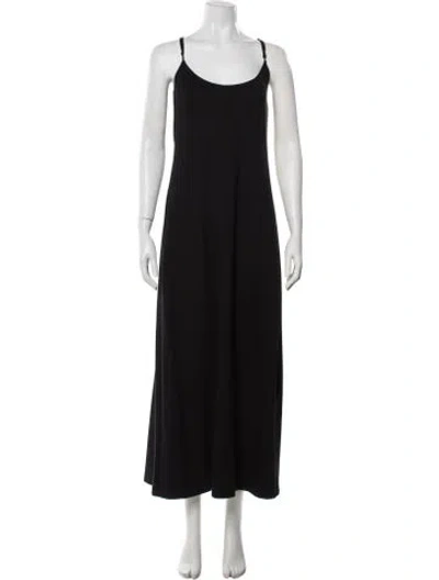 Pre-owned Leset Scoop Neck Long Dress In Black