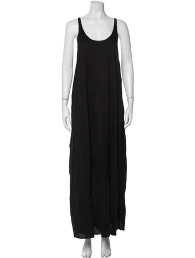 Pre-owned Leset Scoop Neck Long Dress In Black