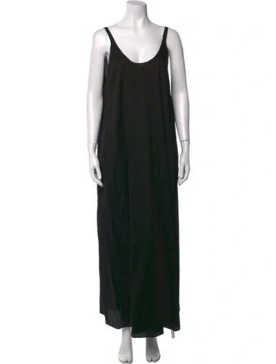 Pre-owned Leset Scoop Neck Long Dress In Black