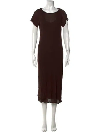 Pre-owned Leset Scoop Neck Long Dress In Brown