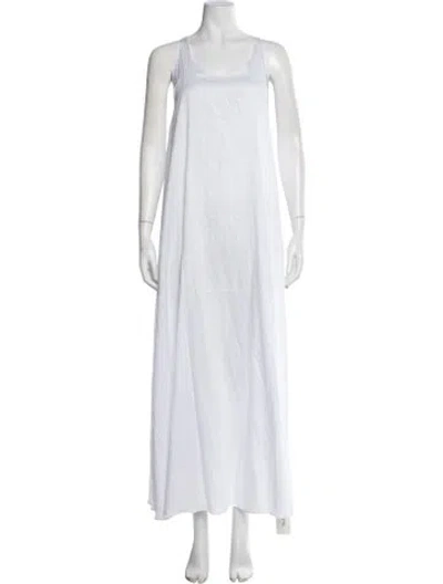 Pre-owned Leset Scoop Neck Long Dress In White