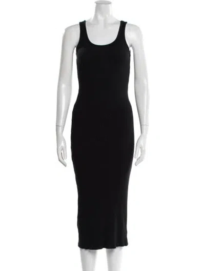Pre-owned Leset Scoop Neck Midi Length Dress In Black