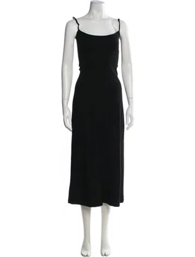 Pre-owned Leset Scoop Neck Midi Length Dress In Black