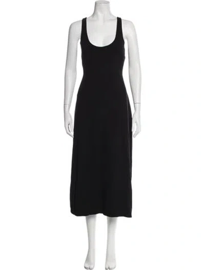 Pre-owned Leset Scoop Neck Midi Length Dress In Black