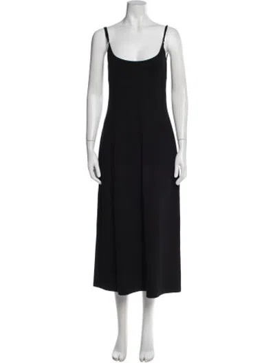 Pre-owned Leset Scoop Neck Midi Length Dress In Black