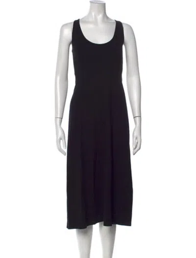 Pre-owned Leset Scoop Neck Midi Length Dress In Black
