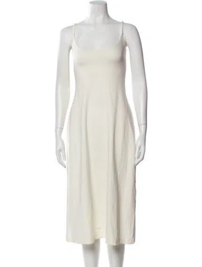 Pre-owned Leset Scoop Neck Midi Length Dress In Neutral