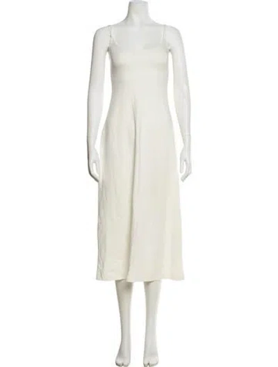 Pre-owned Leset Scoop Neck Midi Length Dress In Neutral