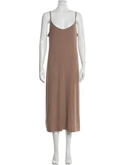 Pre-owned Leset Scoop Neck Midi Length Dress In Neutrals