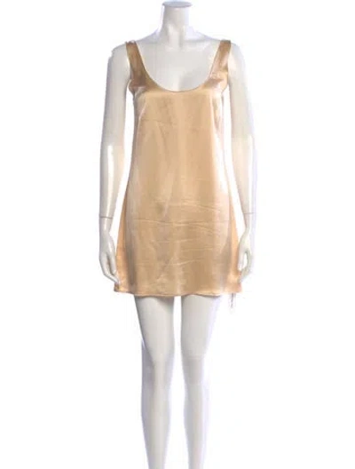 Pre-owned Leset Scoop Neck Mini Dress In Neutral