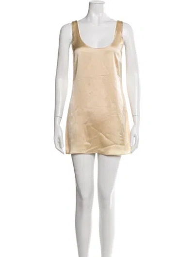 Pre-owned Leset Scoop Neck Mini Dress In Neutrals